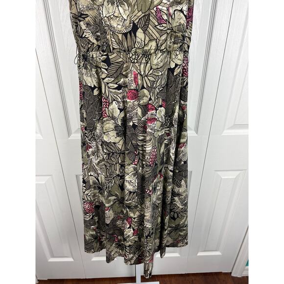 David Benjamin Green Tropical Floral Halter cotton Midi Dress Size 6 Small - Picture 5 of 9